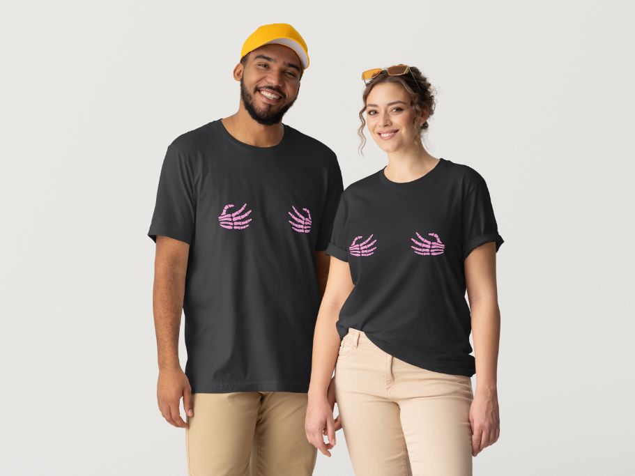 October Skeleton -> Breast Cancer Awareness Tee